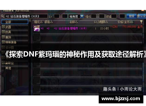 《探索DNF紫玛瑙的神秘作用及获取途径解析》